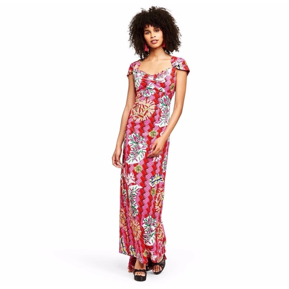 Zac Posen Safety Pin‎ Print Sweatheart Dress Size 22W Maxi Dress Avant Garde